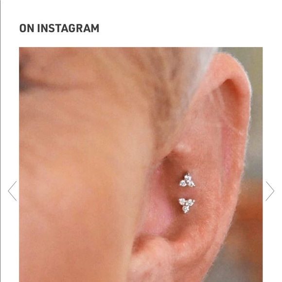 Large Diamond Trinity Threaded Stud Maria tash - Picture 3 of 6